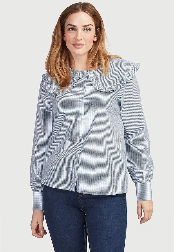 Blus med volangkrage