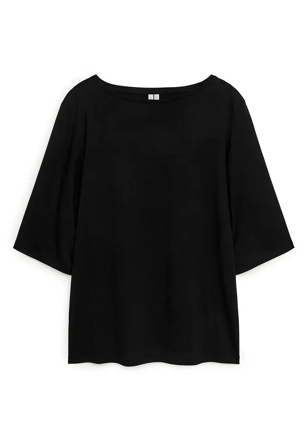 Boat Neck Lyocell T-shirt - Black