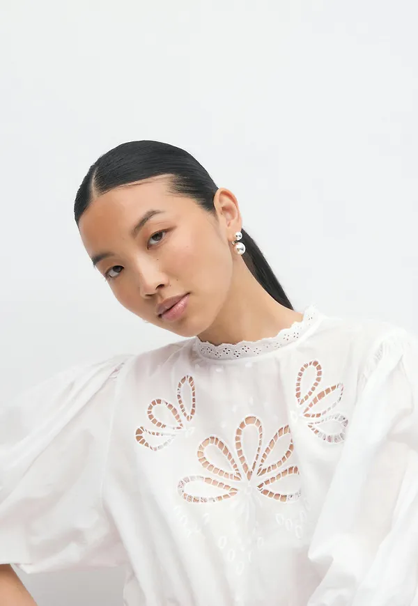 Gina Tricot - Boho peplum blouse - blusar med puffärm - Vit - XS - Dam