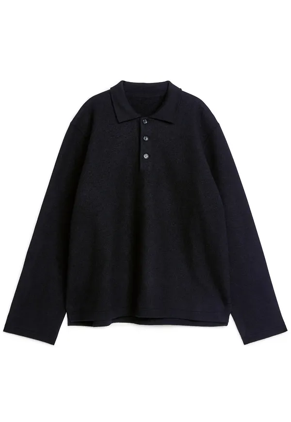Boiled Wool Polo Shirt - Blue