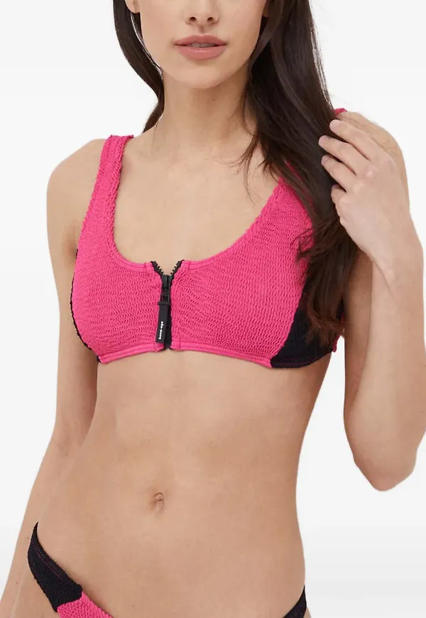 Bond-eye bikini med textur - Rosa
