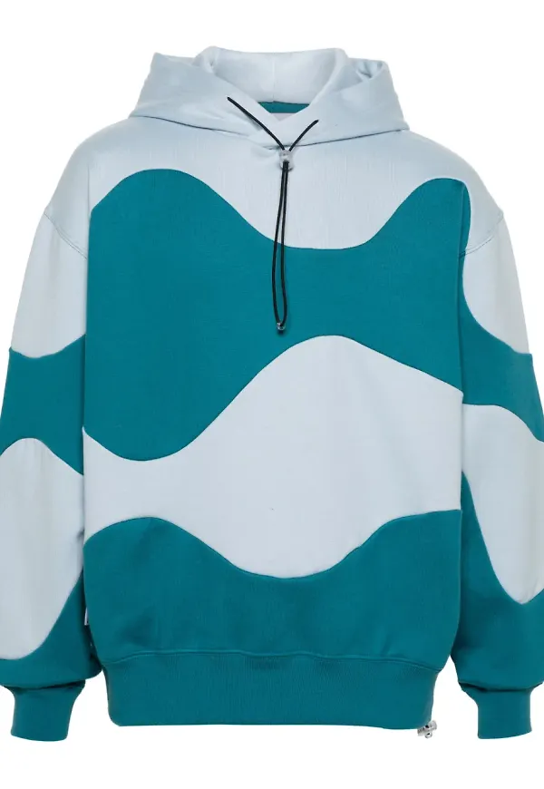 Bonsai intarsiastickad hoodie - Blå