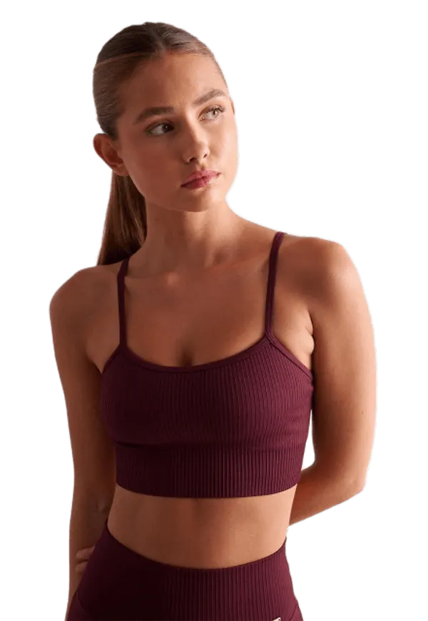 Bordeaux Ribbed Seamless Strap Bra