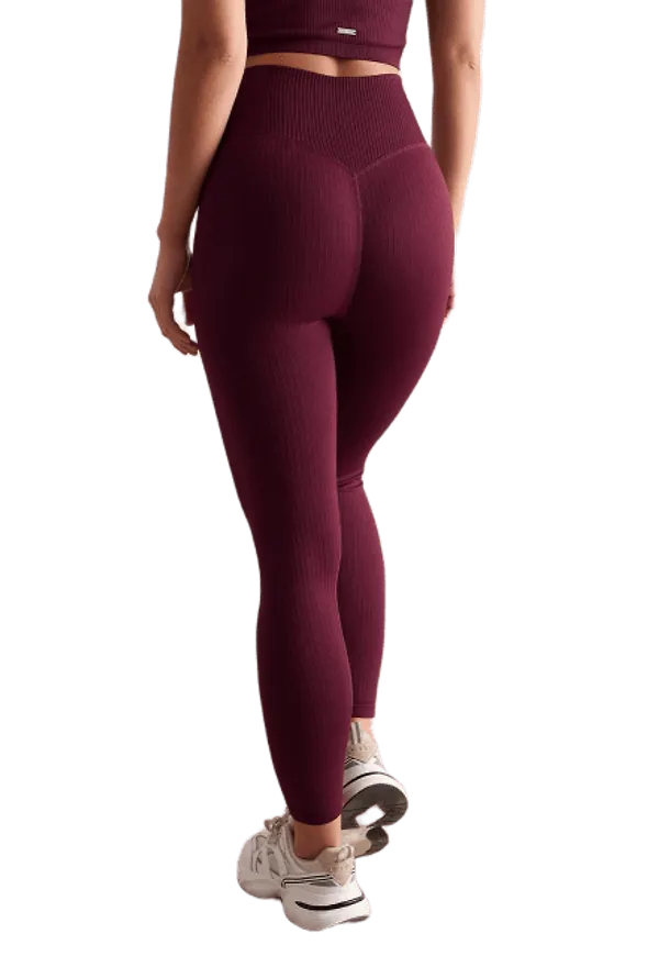 Bordeaux Ribbed Seamless Tights