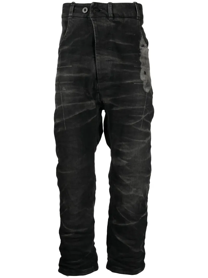 Boris Bidjan Saberi croppade jeans med slitning - Svart