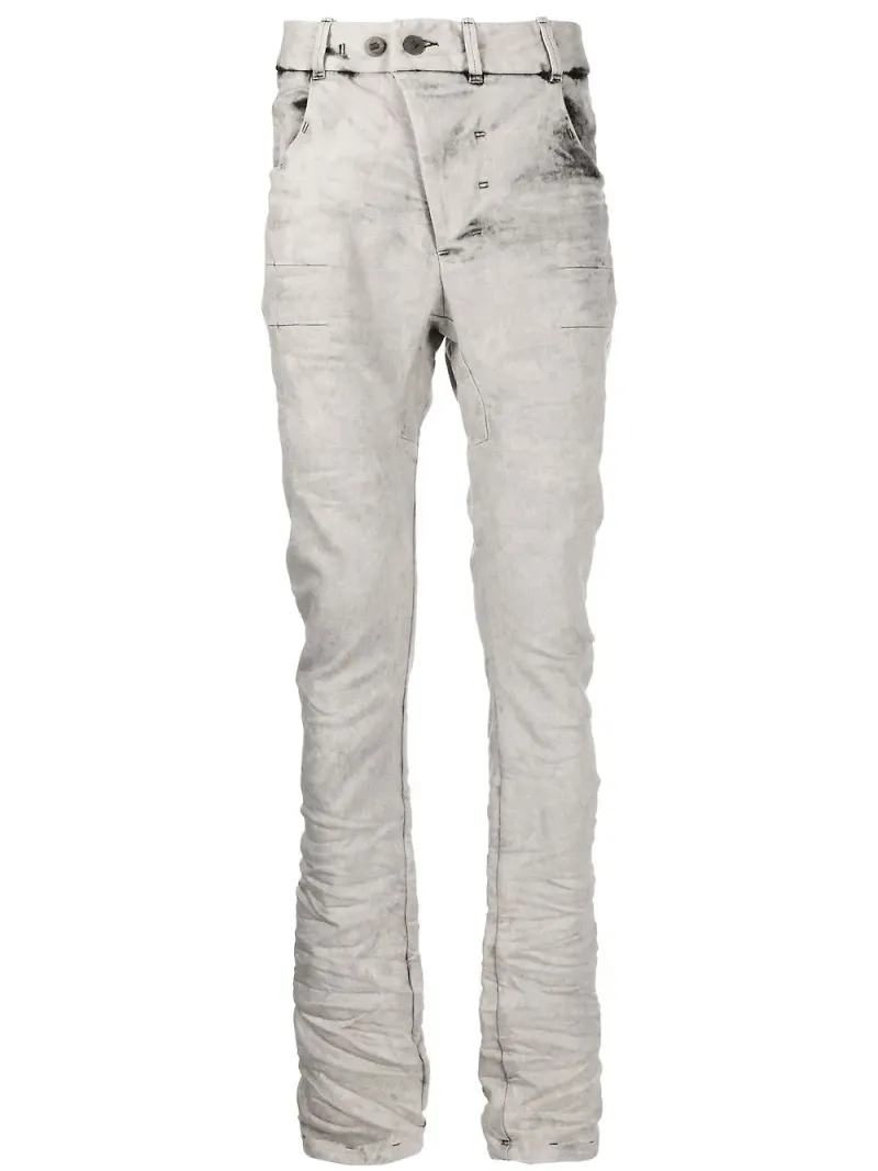 Boris Bidjan Saberi skinny-jeans med rysch - Grå