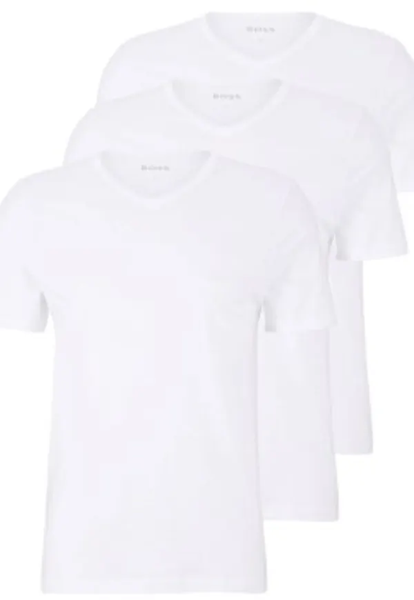 BOSS 3P V-Neck Classic T-shirt Vit bomull XX-Large Herr