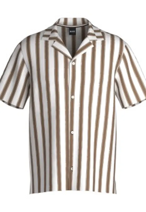BOSS Beach Shirt Randig viskos Large Herr
