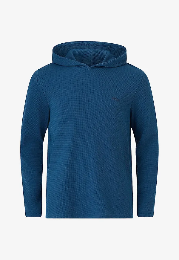BOSS - Huvtröja Waffle Ls-shirt H - Blå