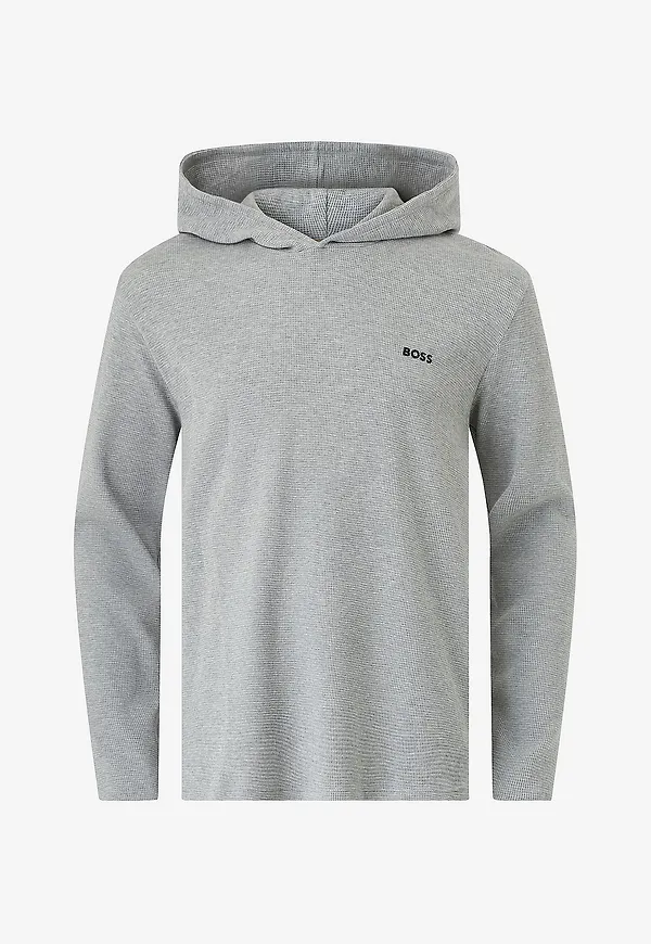 BOSS - Huvtröja Waffle Ls-shirt H - Grå