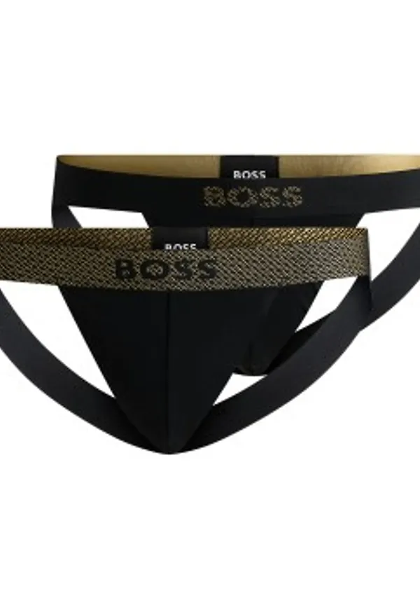 BOSS Kalsonger 2P Jock Strap Gift Svart/Guld bomull Small Herr