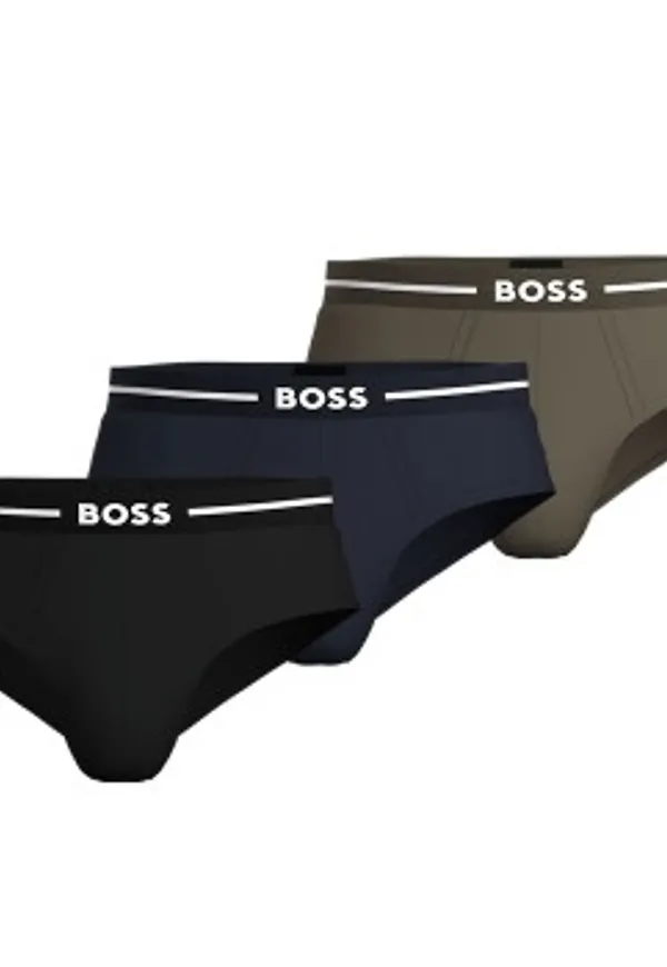 BOSS Kalsonger 6P Bold Design Hip Brief Svart/Grön bomull Small Herr