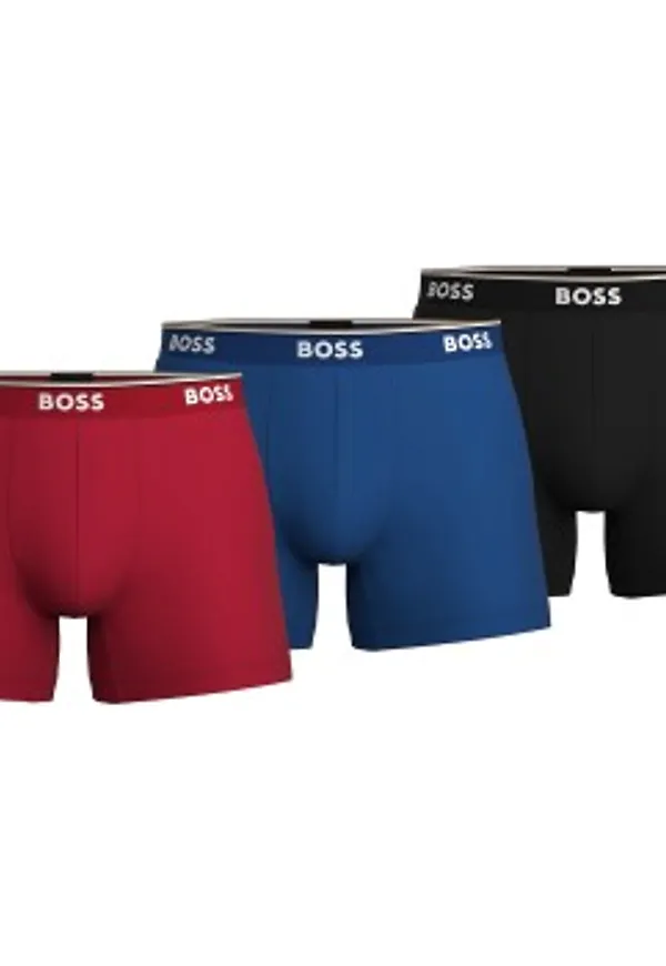 BOSS Kalsonger 3P Cotton Stretch Boxer Brief Long Svart/Blå bomull XX-Large Herr