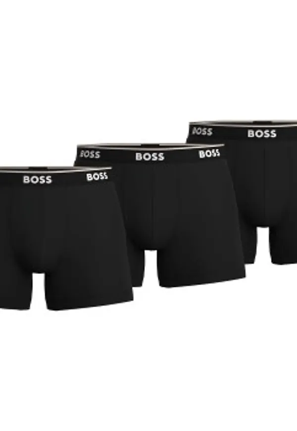 BOSS Kalsonger 3P Cotton Stretch Boxer Brief Long Svart bomull X-Large Herr
