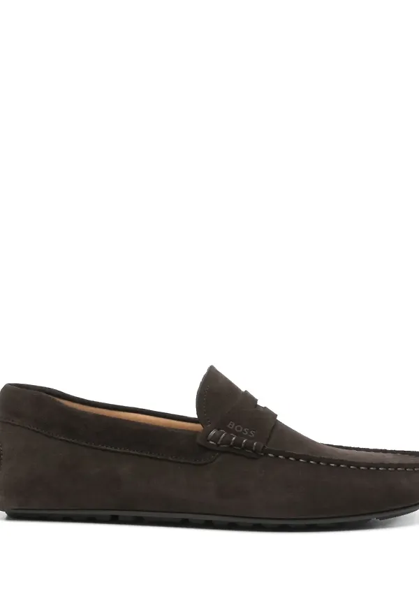 BOSS loafers i mocka - Brun
