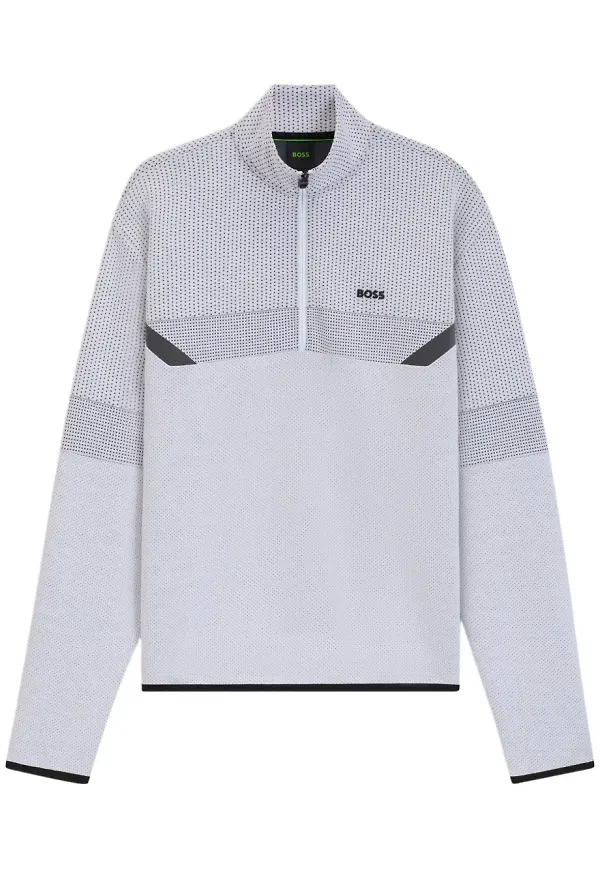 BOSS sweatshirt med kort dragkedja - Grå