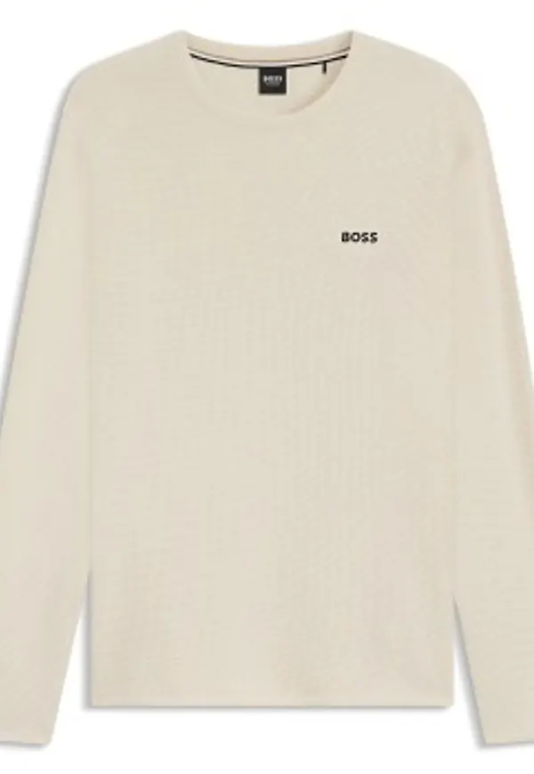 BOSS Waffle Sweatshirt Offwhite Large Herr