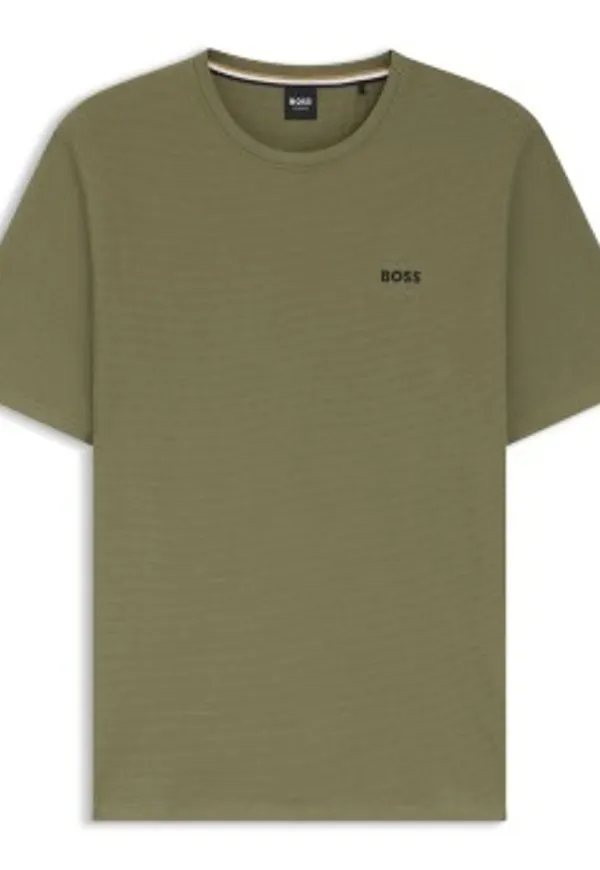 BOSS Waffle T Shirt Ljusgrön Large Herr
