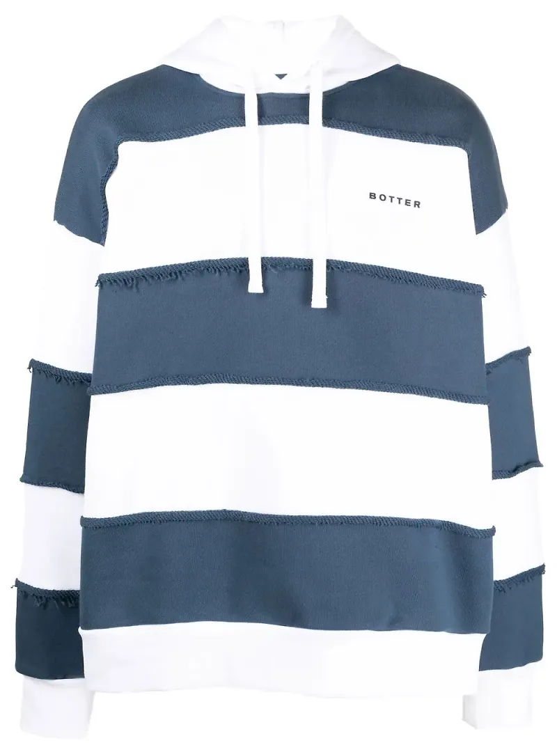 Botter randig hoodie med logotyp - Vit