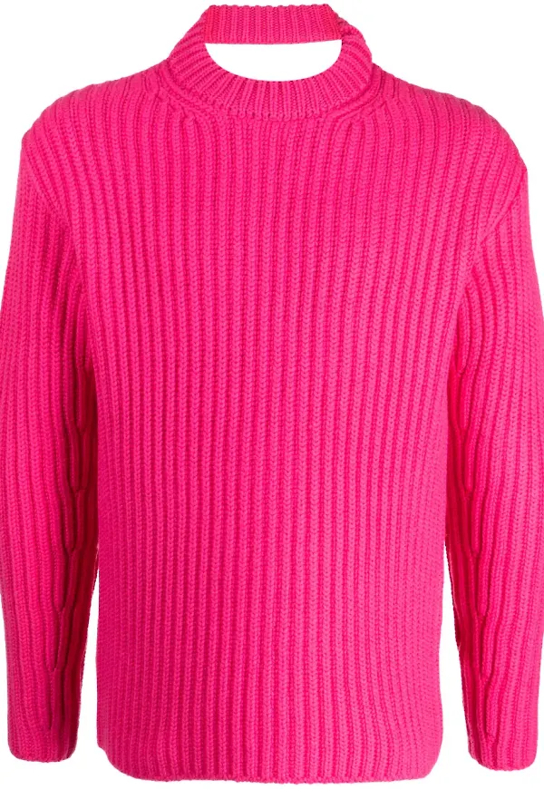 Botter ribbstickad tröja - Rosa