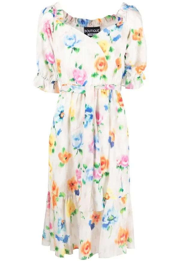 Boutique Moschino blommig midiklänning - Vit