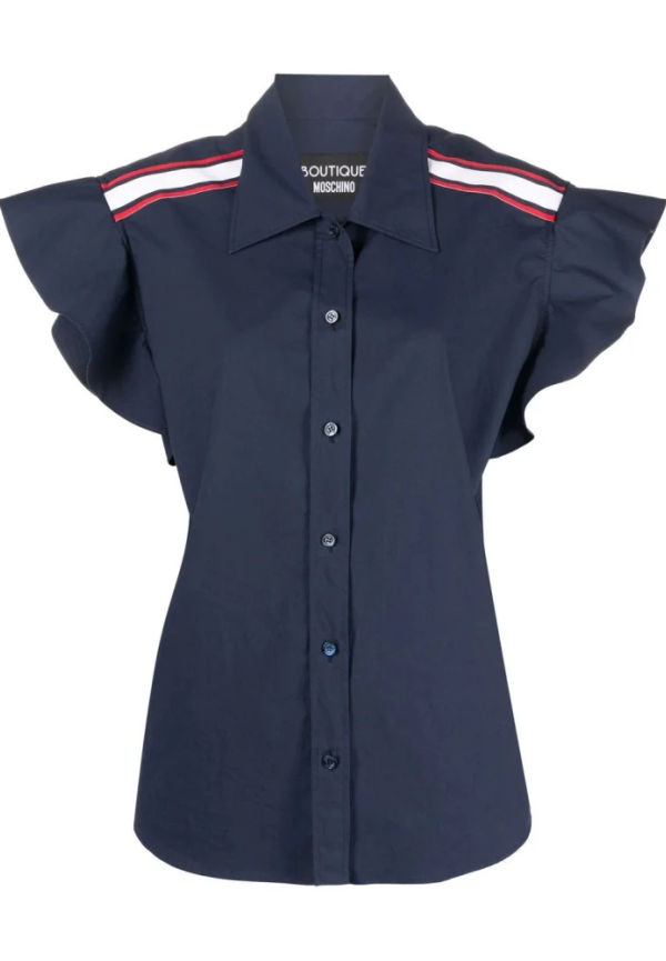 Boutique Moschino Ruffle Sleeve Shirt Blå, Dam