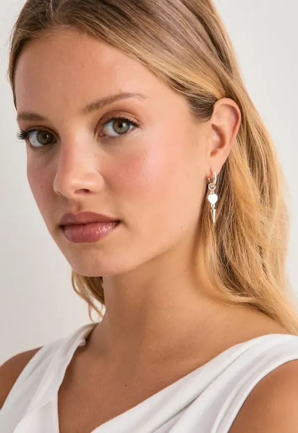 BOW19 - Silver - Heart Drop Earring