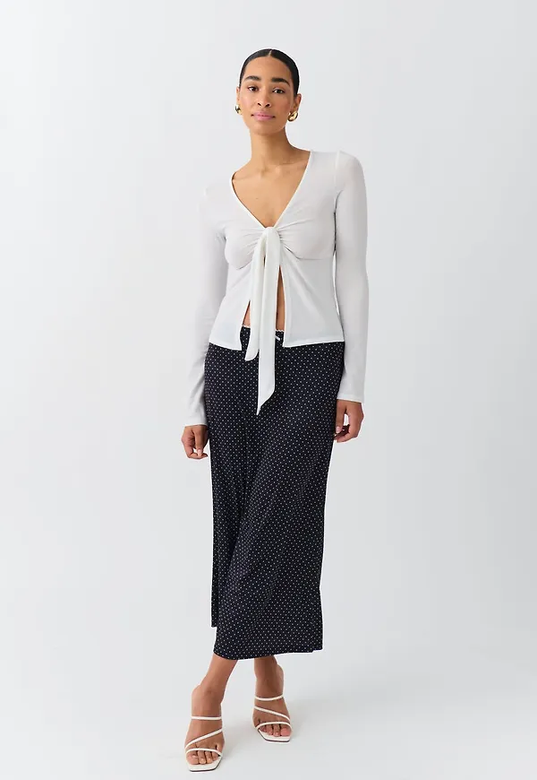 Bow midi skirt