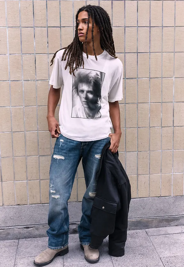 Bowie trashed slub tee