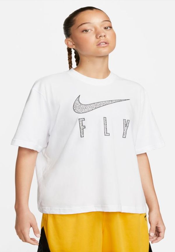 Boxformad t-shirt Nike Dri-FIT Swoosh Fly för kvinnor - Vit