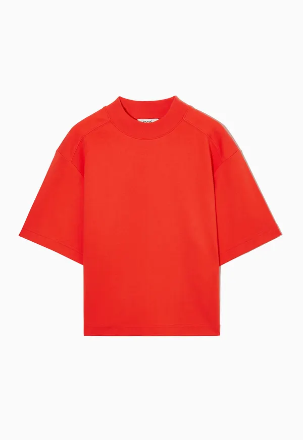 BOXY-FIT MOCK-NECK T-SHIRT