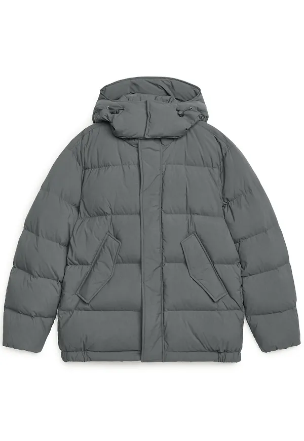 Boxy Down Puffer Jacket - Grey