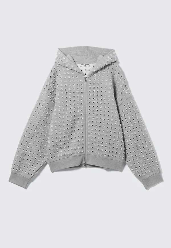 Boxy Laser-Cut Zip Hoodie