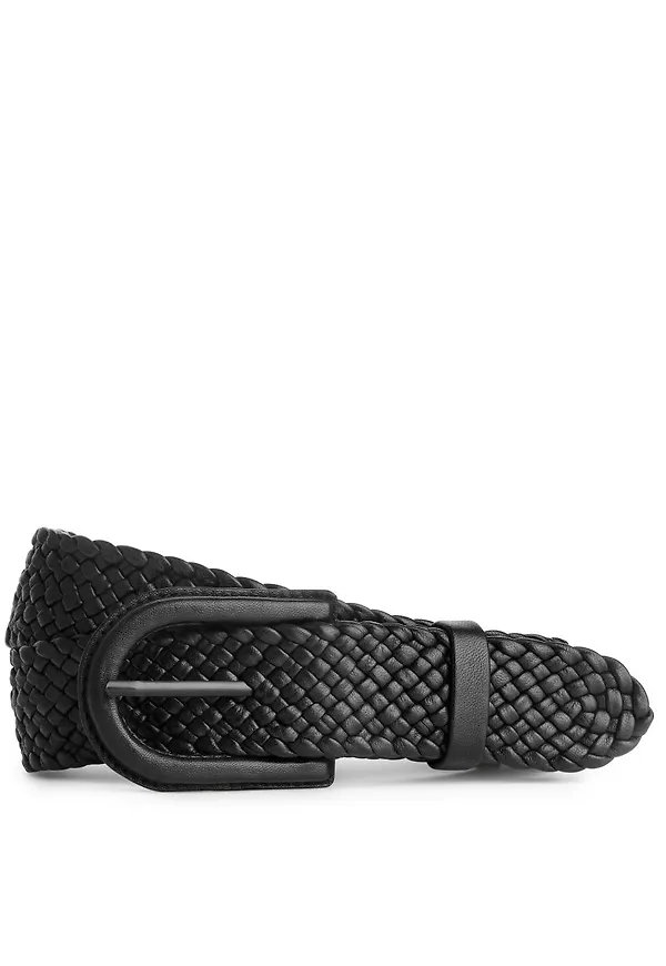 Braided Leather Belt - Black