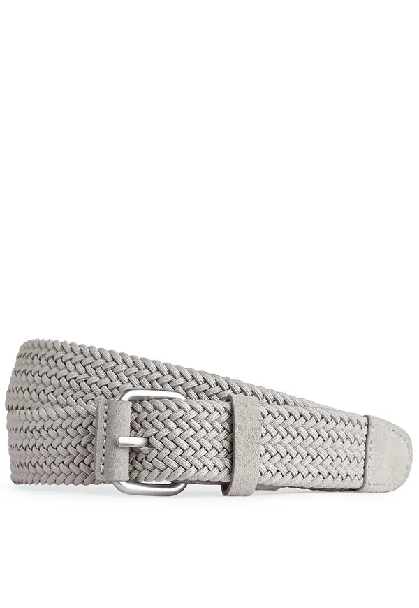Braided Leather Trimmed Belt - Brown