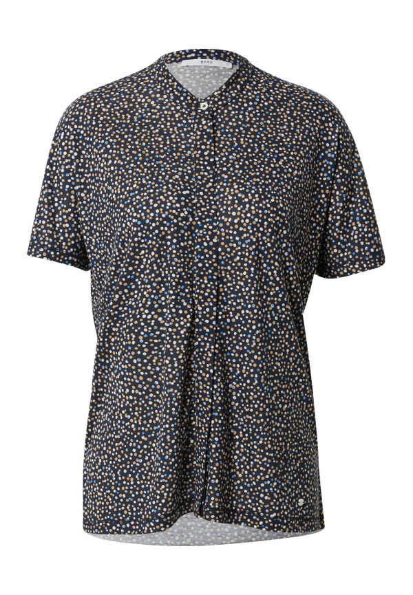 BRAX Blus beige / marinblå / ljusblå / vit