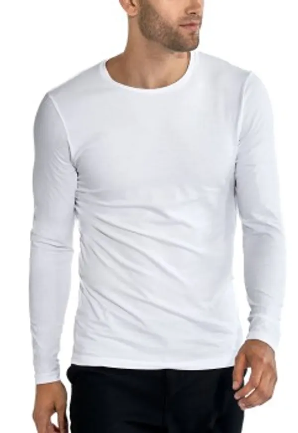 Bread and Boxers Long Sleeve Crew Neck Vit ekologisk bomull Medium Herr