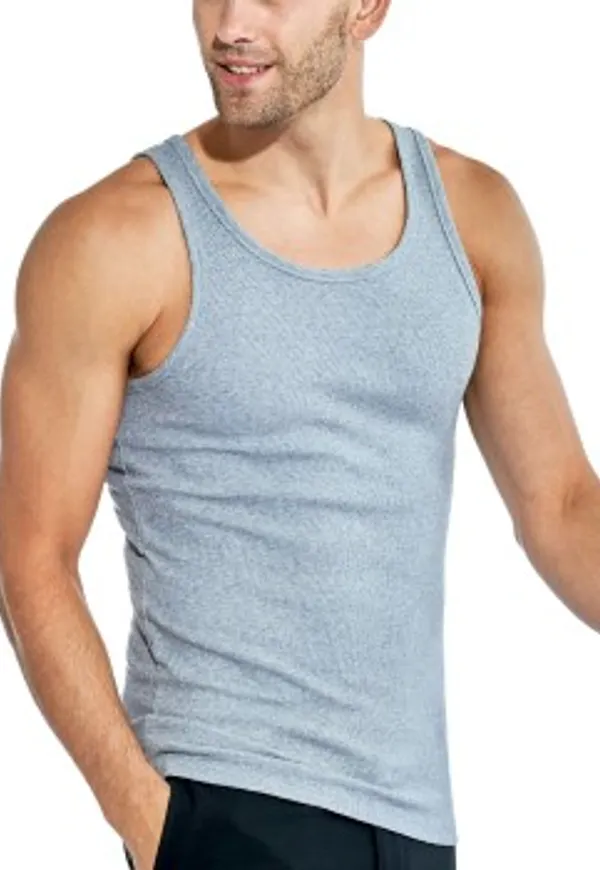 Bread and Boxers Ribbed Tank Top 2P Grå ekologisk bomull X-Large Herr