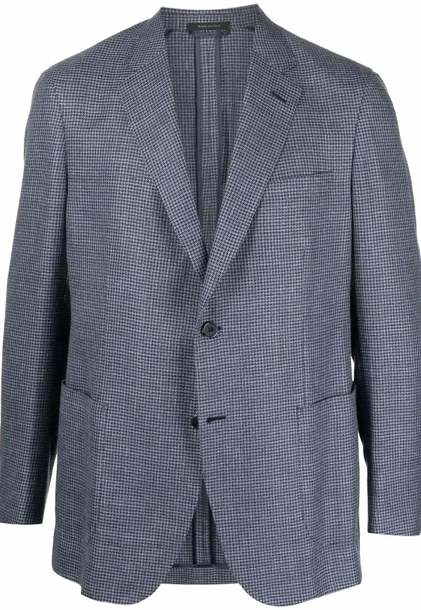 Brioni enkelknäppt hundtandsmönstrad blazer - 0000