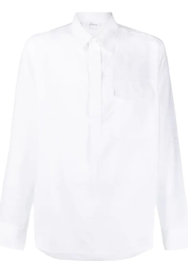 Brioni skjorta med bröstficka - Vit