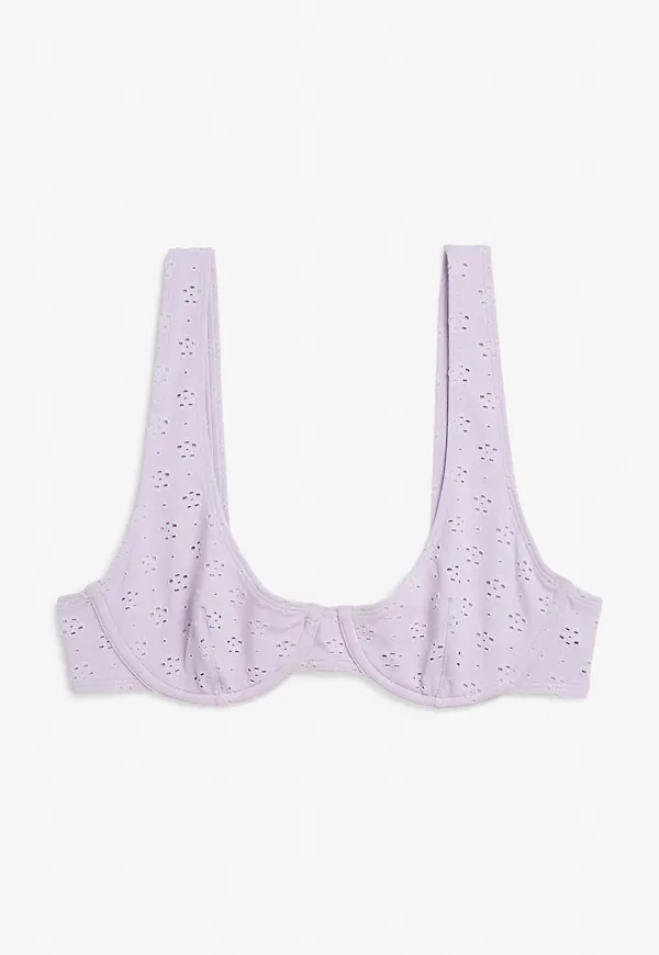 Broderie anglaise bikini top - Purple