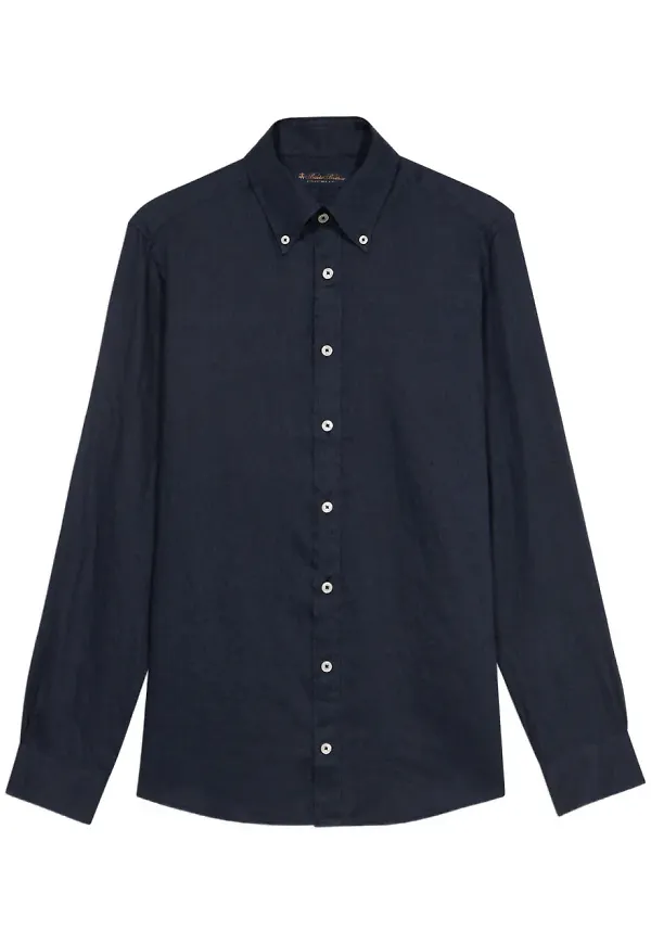 Brooks Brothers linneskjorta med knäppning - Svart