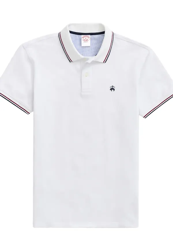Brooks Brothers pikétröja med brodyr - Vit