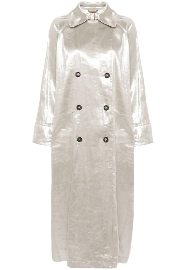 Brunello Cucinelli trenchcoat med metallic-finish - Grå