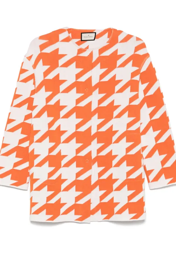 Bruno Manetti hundtandsmönstrad kofta - Orange