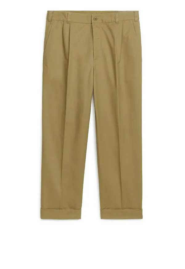 Brushed Cotton Trousers - Beige