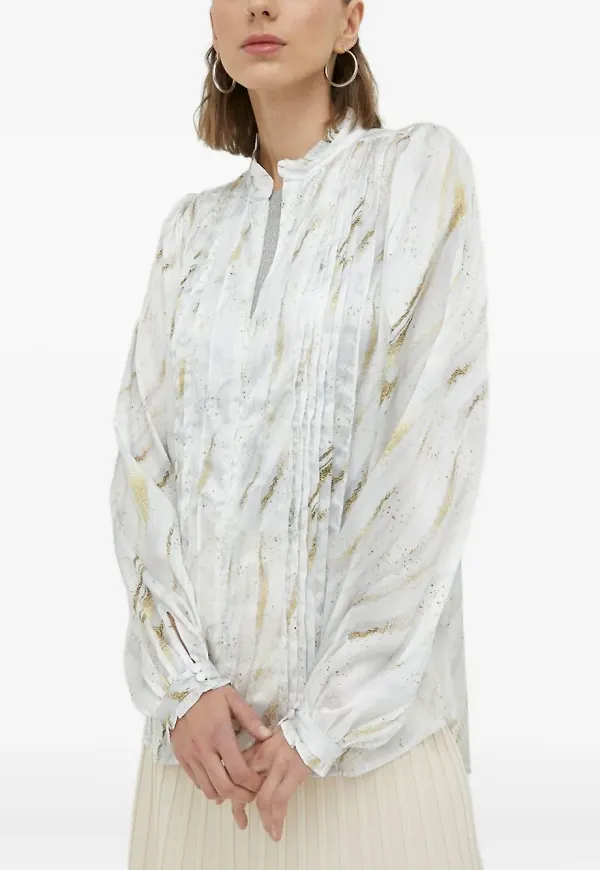 Bruuns Bazaar plisserad blus - Vit