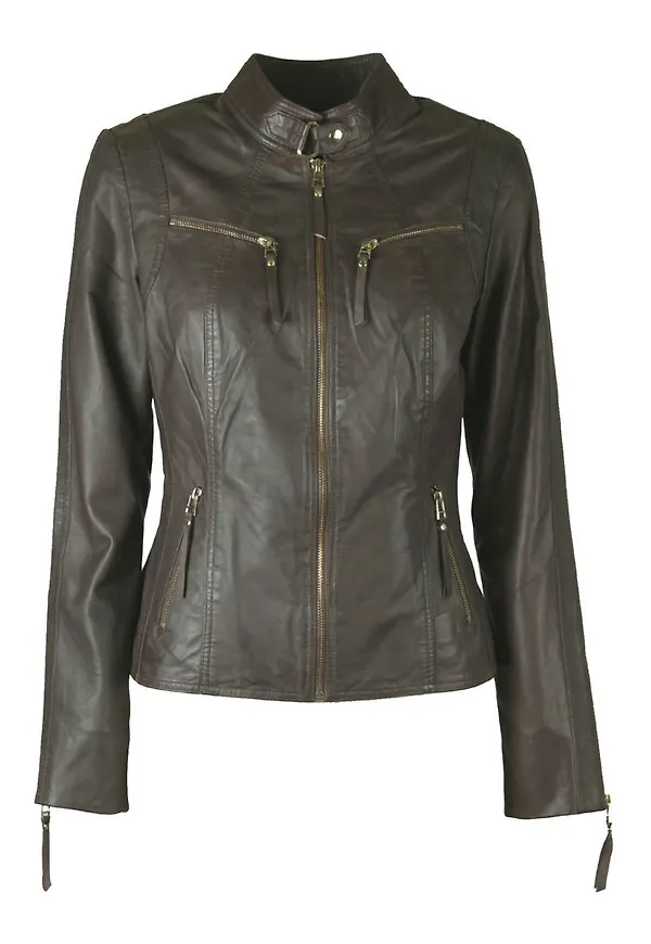Btfcph Biker Jacket Leather 10245 Brun, Dam