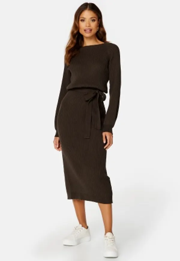 BUBBLEROOM Amira Knitted Dress Brown 4XL