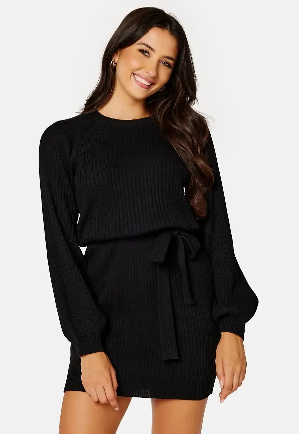 BUBBLEROOM Amira knitted short dress Black L